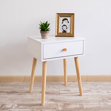 Mesita de noche de madera con 1 cajón Deva 40x30x50cm