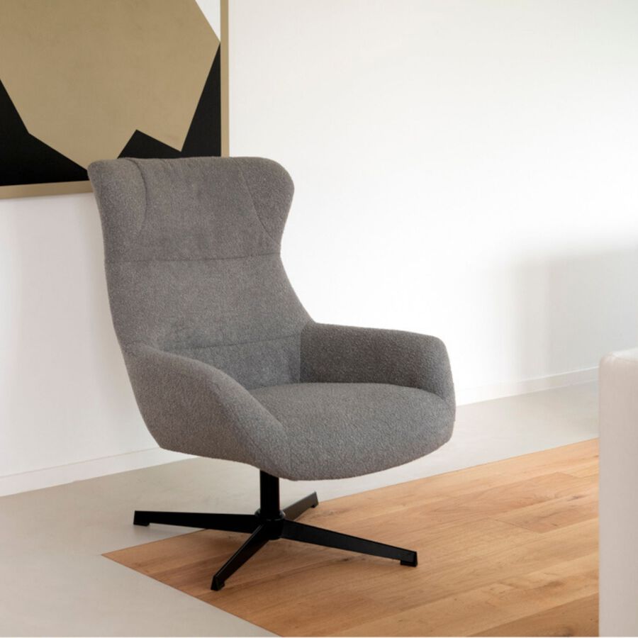 Butaca giratoria gris Celida 81x89x101cm Clau&Chloe