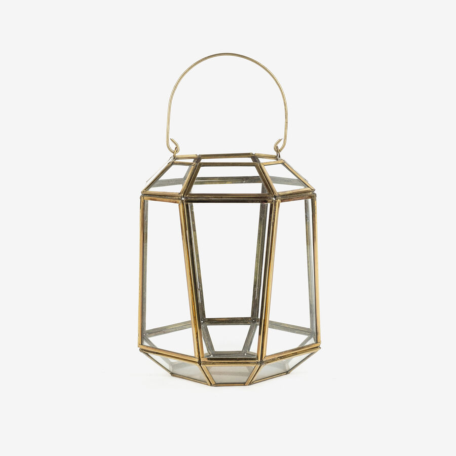 Portavelas de cristal dorado &Oslash;16x20cm