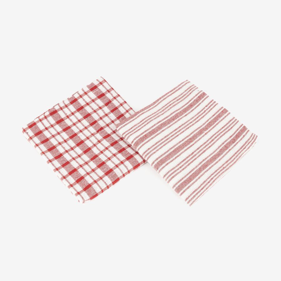 Set de 2 paños de algodón con rayas rojas Midson45x65cm