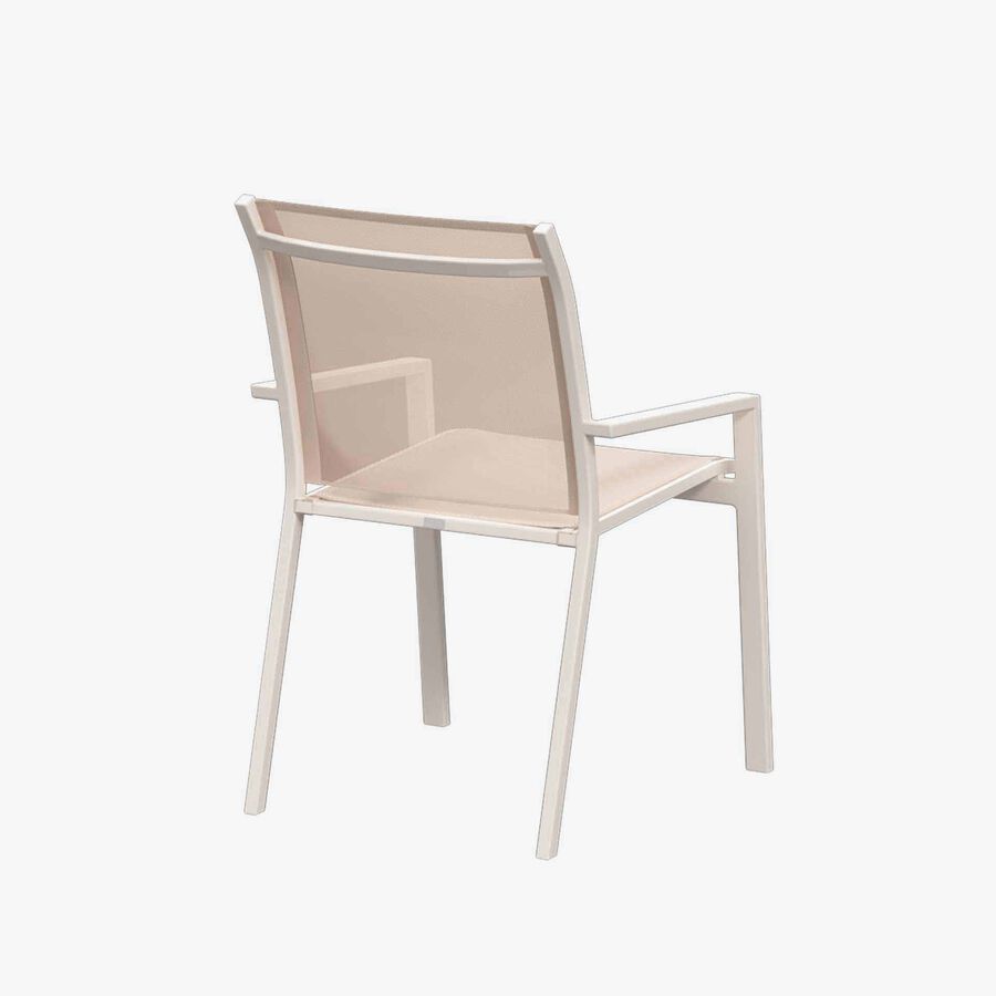 Silla de jard&iacute;n apilable de aluminio crema Essor 56x63x88cm