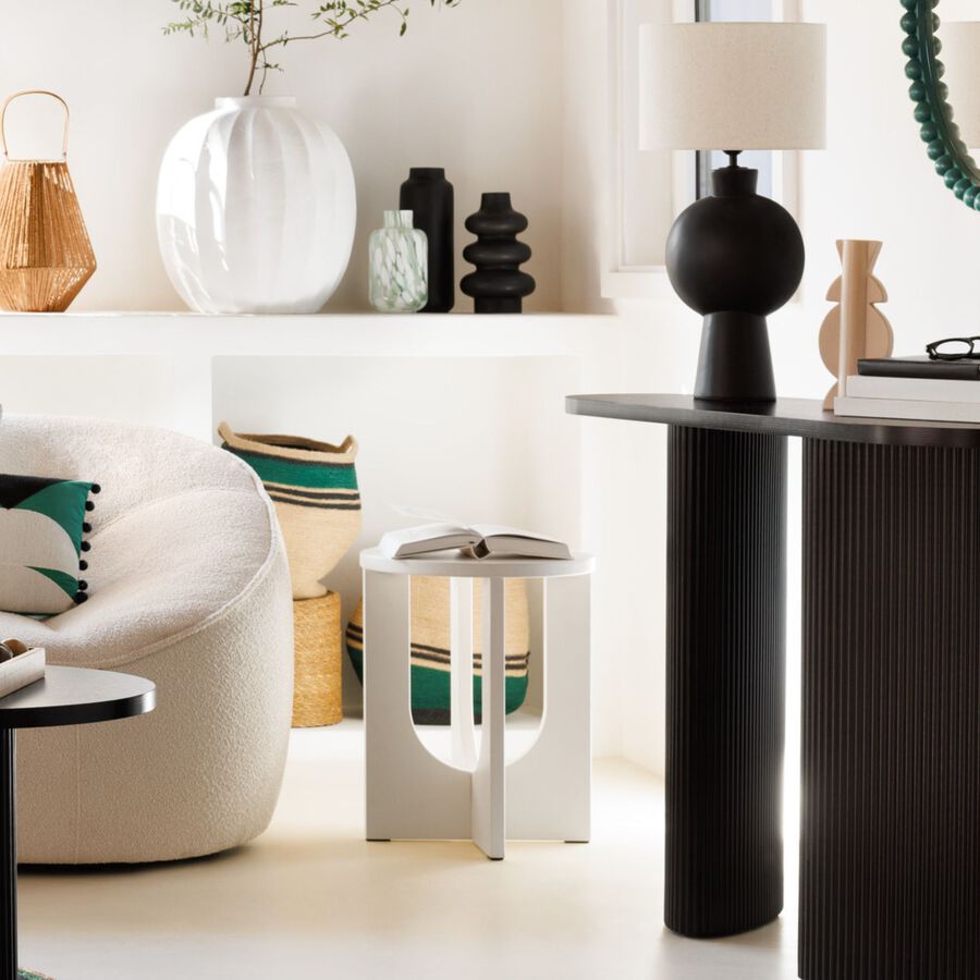 Mesa auxiliar de madera DM blanca Camelia &Oslash;40x51cm