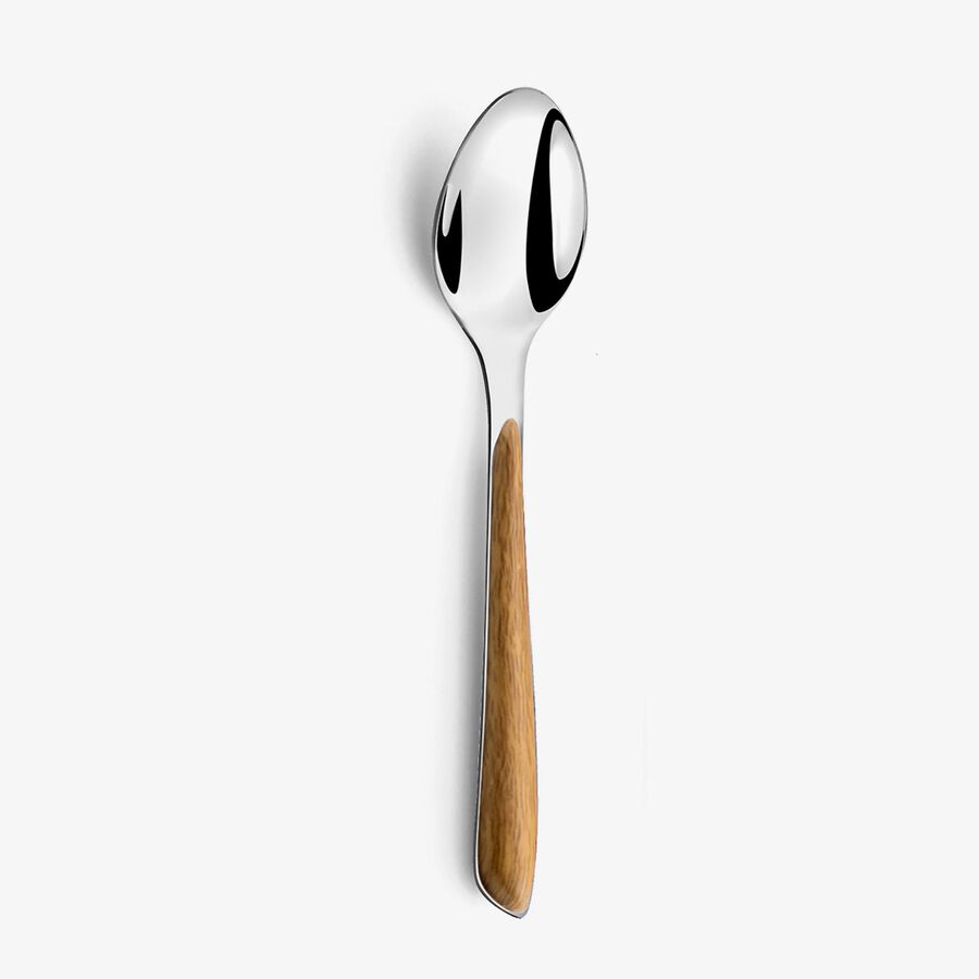 Cuchara de postre marr&oacute;n de acero in&oacute;xidable efecto madera Savia