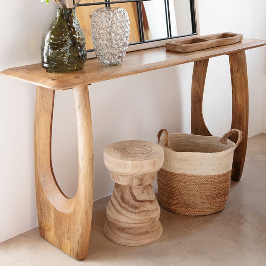 Mesa auxiliar de madera paulownia Adara &Oslash;28x40cm