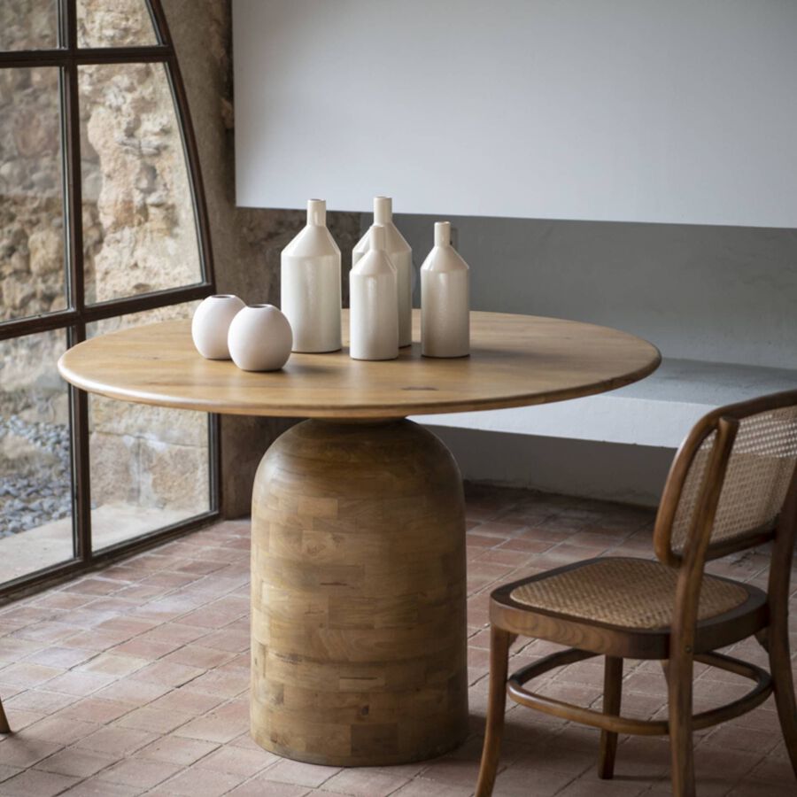 Mesa de comedor redonda de madera de mango Pisa &Oslash;120x76 Clau&Chloe