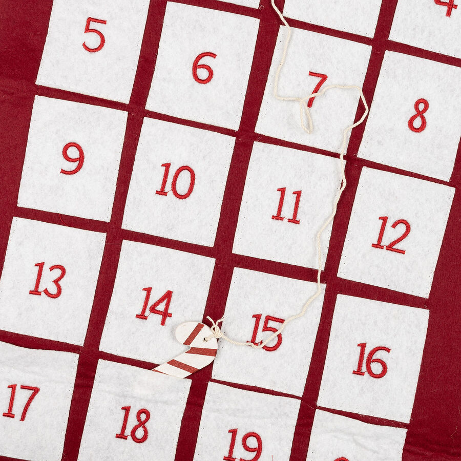 Calendario de adviento rojo de fieltro 82cm