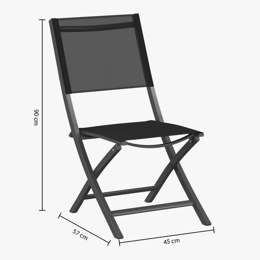 Set de 4 sillas de jard&iacute;n plegables de aluminio grafito Essor 45x57x90cm