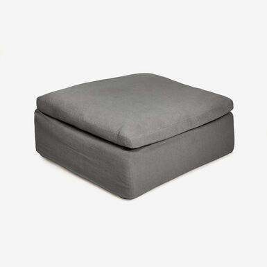 Puf de lino gris Aiden 95x95x45cm Clau&Chloe