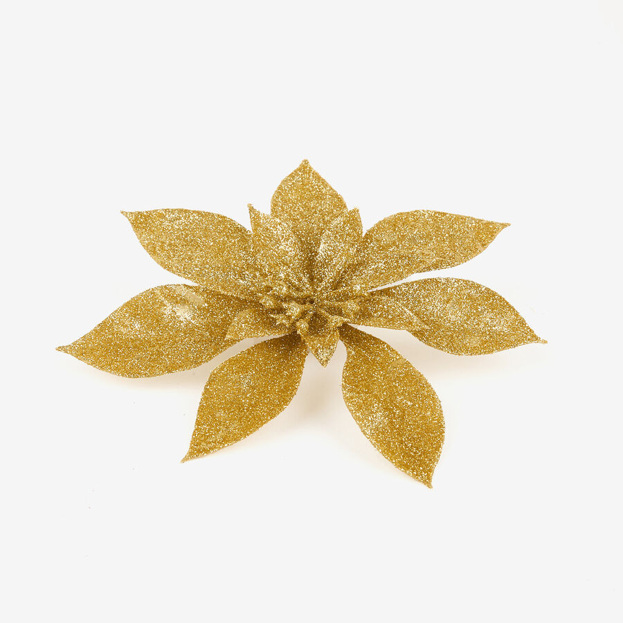 Set de 2 adornos colgantes Poinsettias con clip doradas &Oslash;15cm