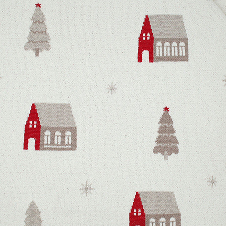 Manta de punto blanca con casitas Wish 150x125cm