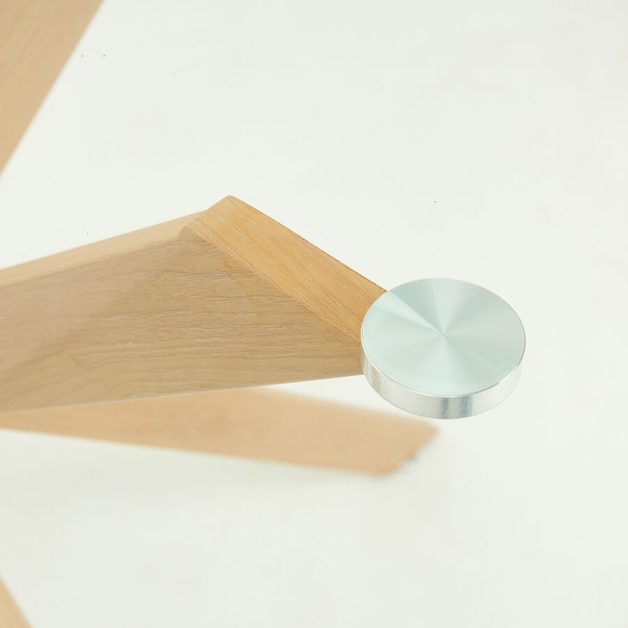 Mesa de comedor de cristal con patas de madera natural Fita &Oslash;120x75cm