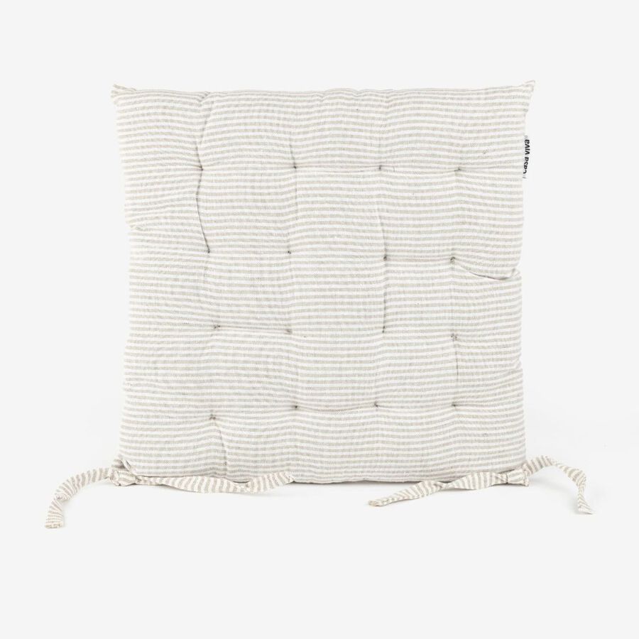 Coj&iacute;n de silla de algod&oacute;n con rayas beige Stripes 40x40cm