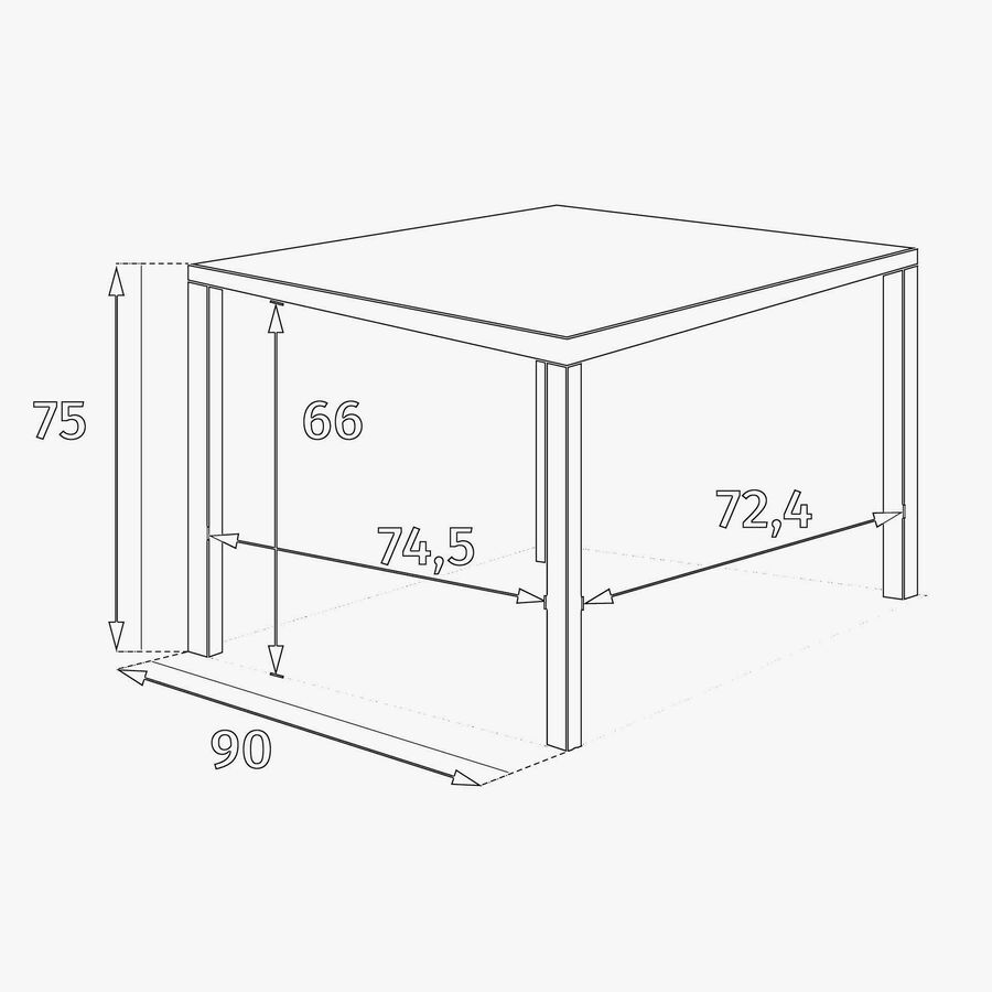 Mesa de comedor de jard&iacute;n extensible de aluminio crema Piazor 90x90x76cm
