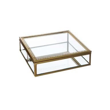 Caja joyero de cristal y metal dorado Aruba 19x18x6cm