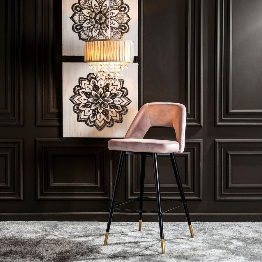 Set de 2 taburetes altos velvet rosa Mayah 43x47x105cm