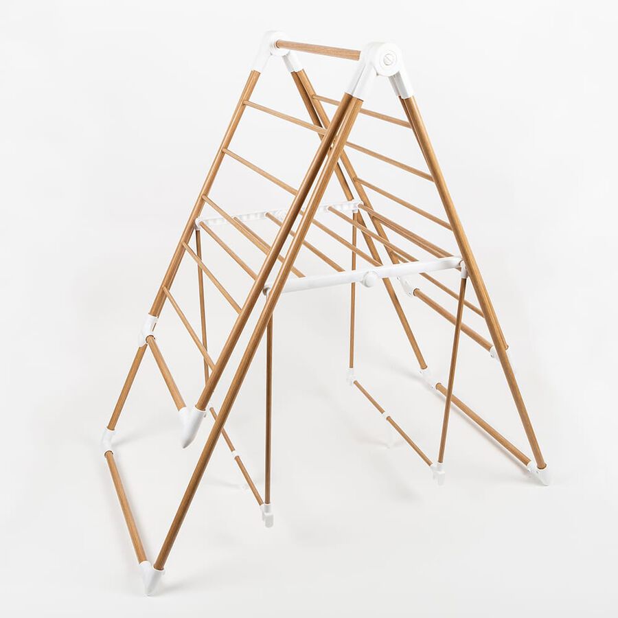 Tendedero plegable de acero inoxidable efecto madera 139x51x92cm