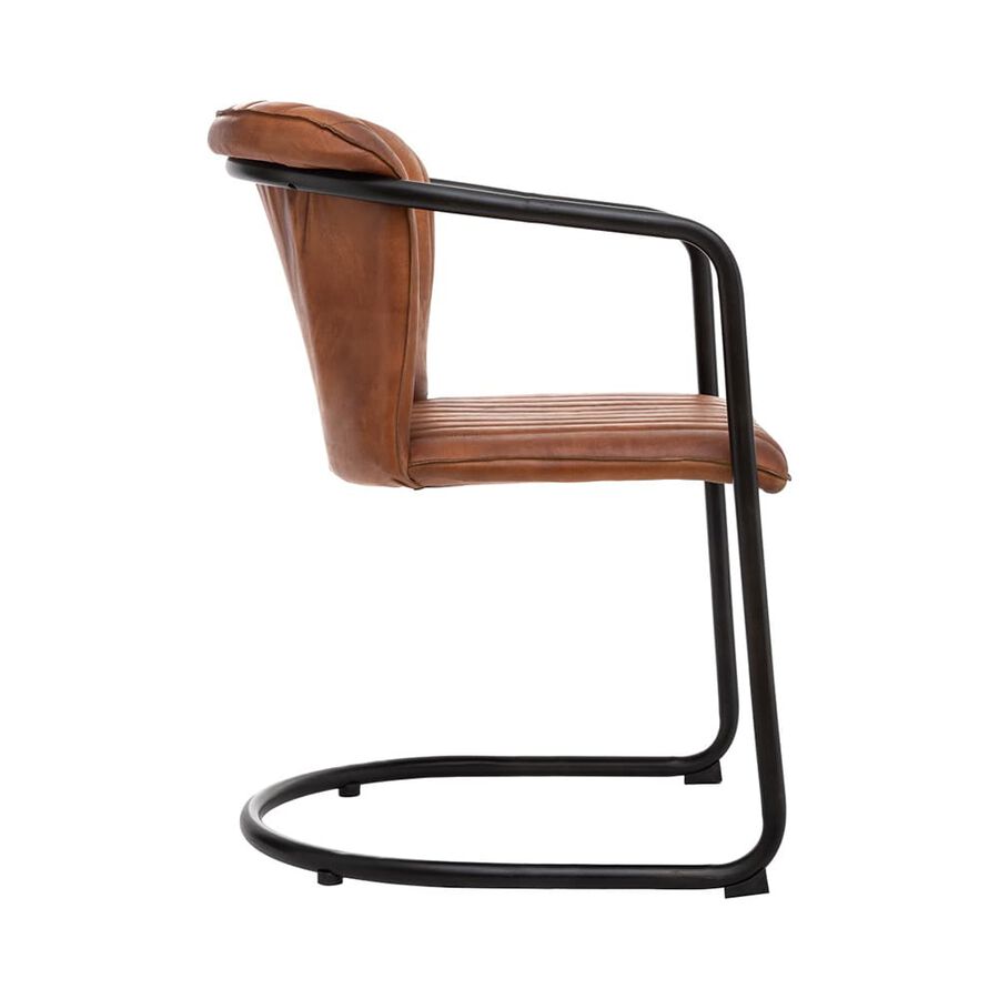 Silla de comedor de piel marrón Dario 53x61cm Clau&Chloe