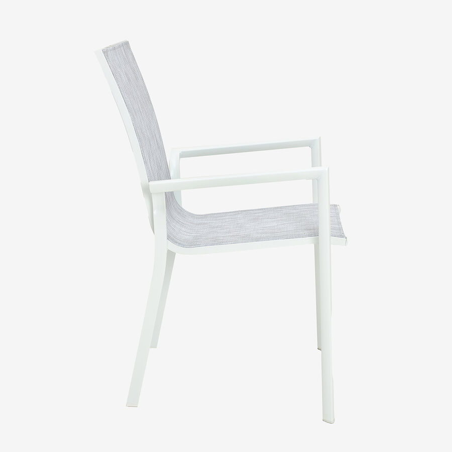 Silla de jardín apilable de aluminio y textilene blanca 58x65x91,5cm