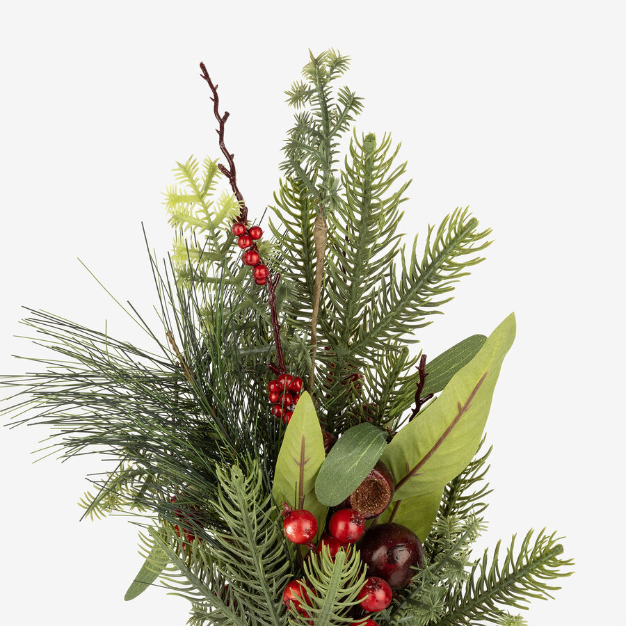 &Aacute;rbol decorativo abeto con bayas rojas y maceta 22x22x50cm