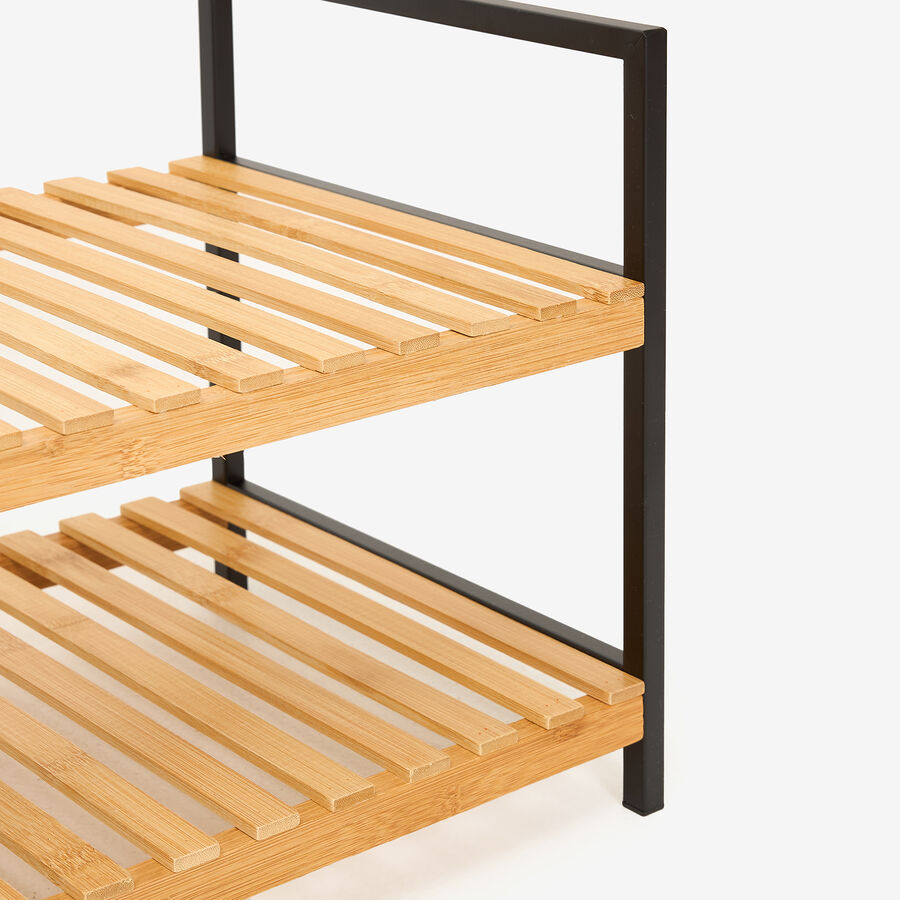 Zapatero de bamb&uacute; de 2 estantes Kabil 70x30x32cm