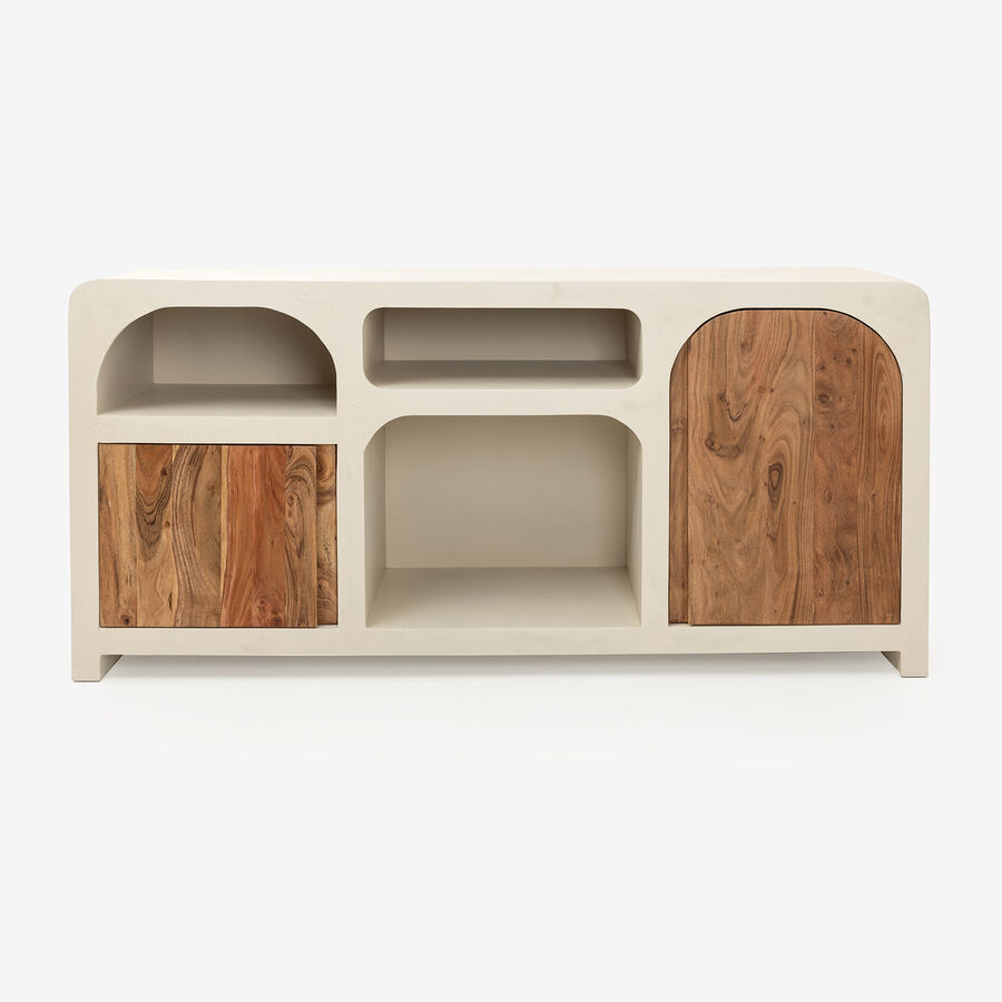 Aparador de madera de acacia y microcemento Kurli 160x40x75cm Clau&Chloe