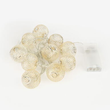 Guirnalda de luces con 10 bolas LED plateadas