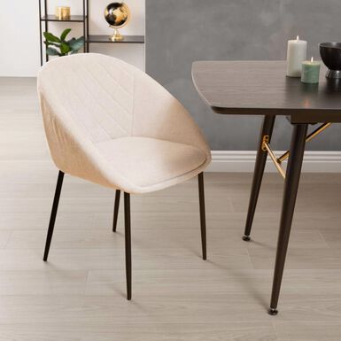 Silla de comedor beige de chenilla Ravel 
