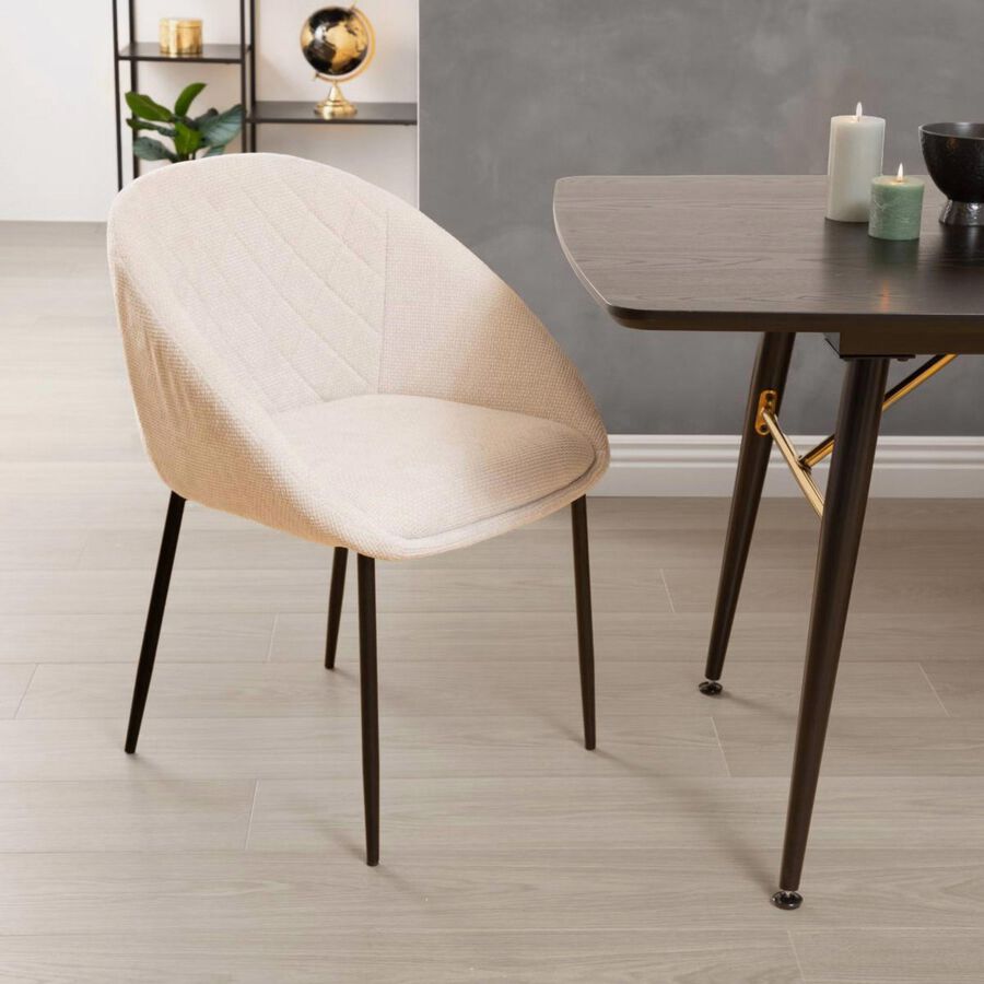Silla de comedor beige de chenilla Ravel 