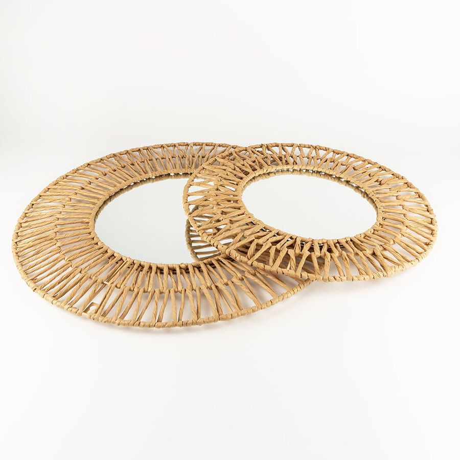 Espejo de pared redondo de fibra natural &Oslash;60cm