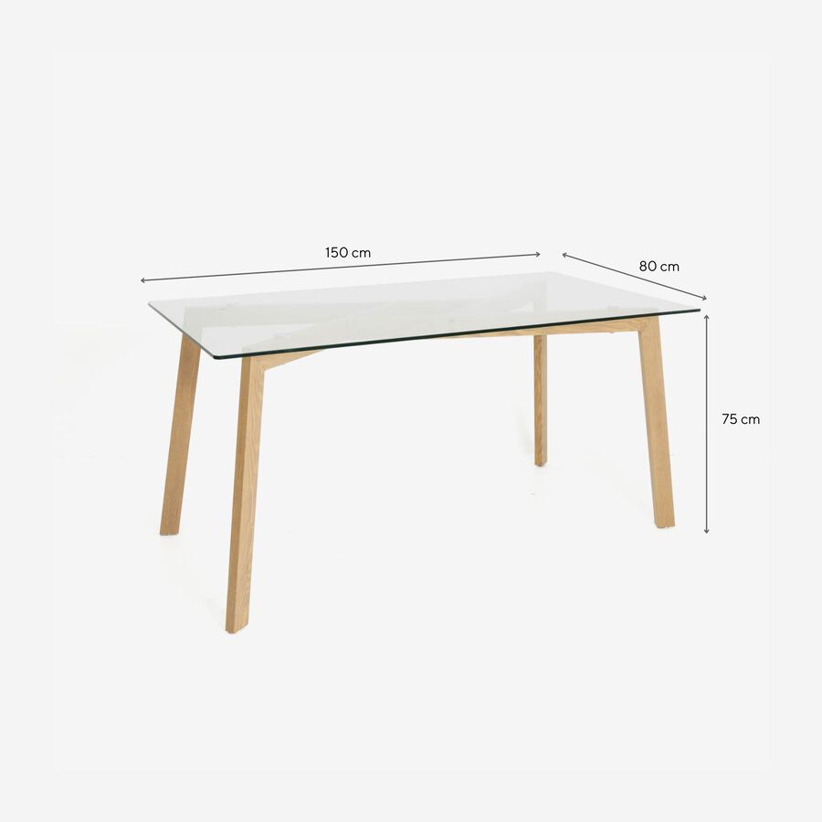 Mesa de comedor de cristal Wood Pattern 150x80x75cm
