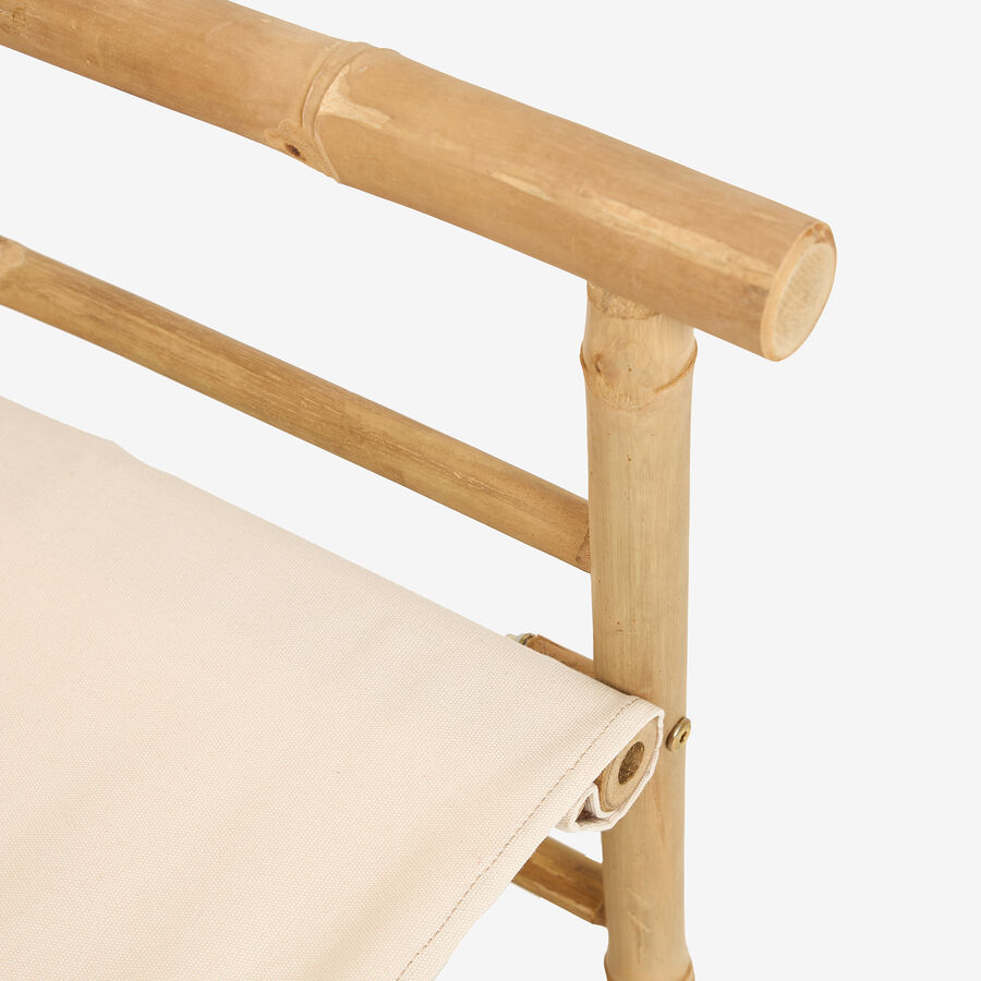 Silla de jardín de director de bambú blanca Chios 58x44x88cm