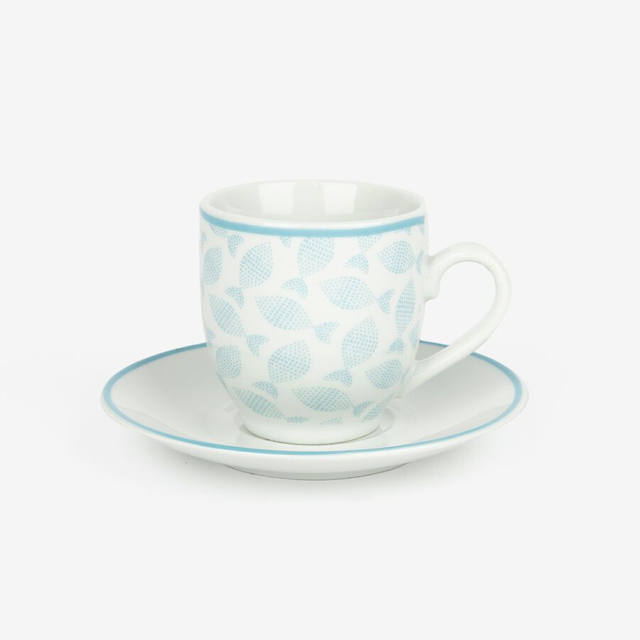 Conjunto de seis tazas de caf&eacute; de porcelana Mediterr&aacute;neo 9cl