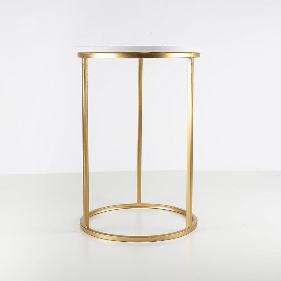 Mesa dorada sobre mármol Ø35x52cm Clau&Chloe