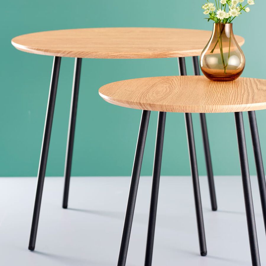 Mesa auxiliar redonda de madera Ø55x45cm