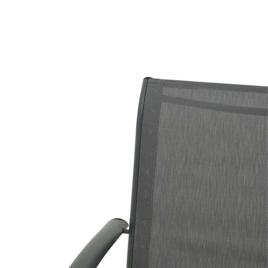 Silla de jardín de aluminio y textilene gris Tabarca 56x62x88cm