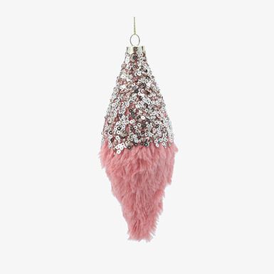 Bola de Navidad l&aacute;grima de lentejuelas rosa 15cm