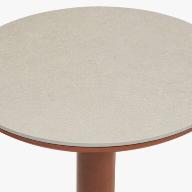 Mesa auxiliar de jard&iacute;n de acero caoba Solena &Oslash;40x50cm