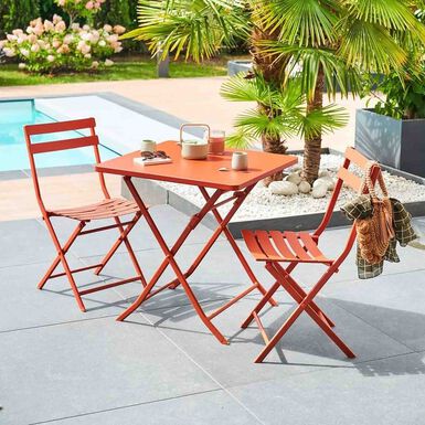 Silla de jard&iacute;n plegable de acero &aacute;mbar Dixie 42x51x81cm