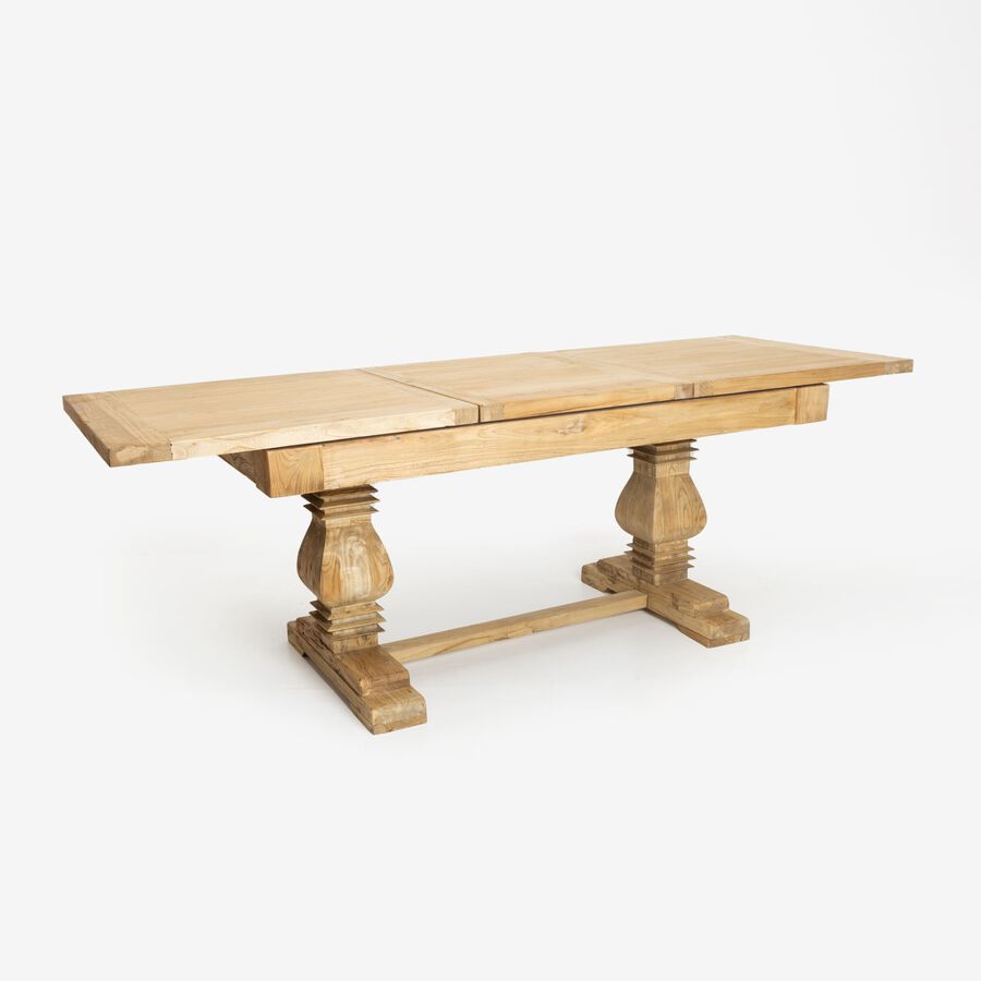 Mesa de comedor extensible de madera de olmo reciclada Toulouse 160/220x80x76cm
