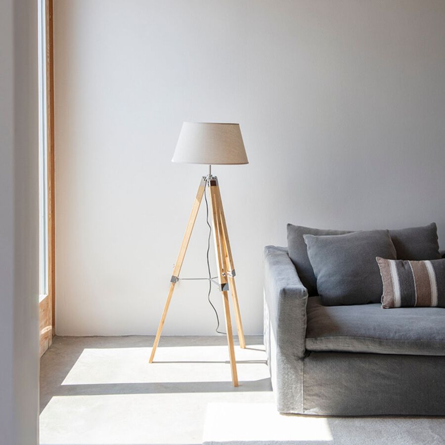 L&aacute;mpara de pie tr&iacute;pode de bamb&uacute; 60x2x107cm Clau&Chloe