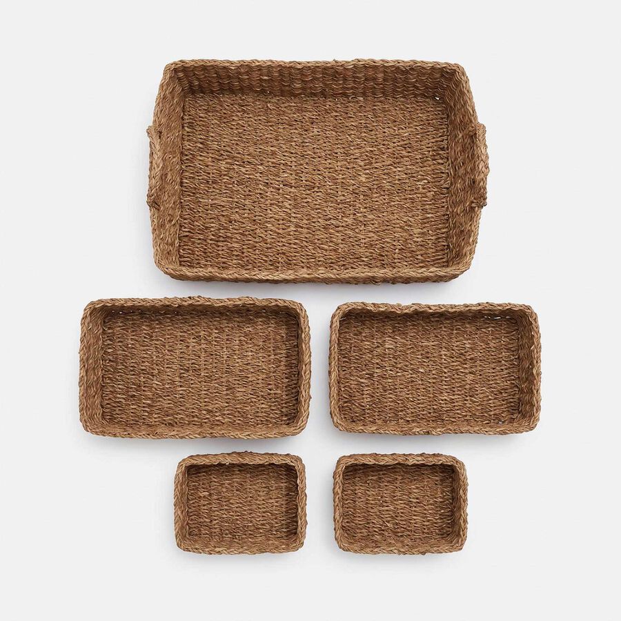 Set de 5 cestas rectangulares de hierba marina natural Altea