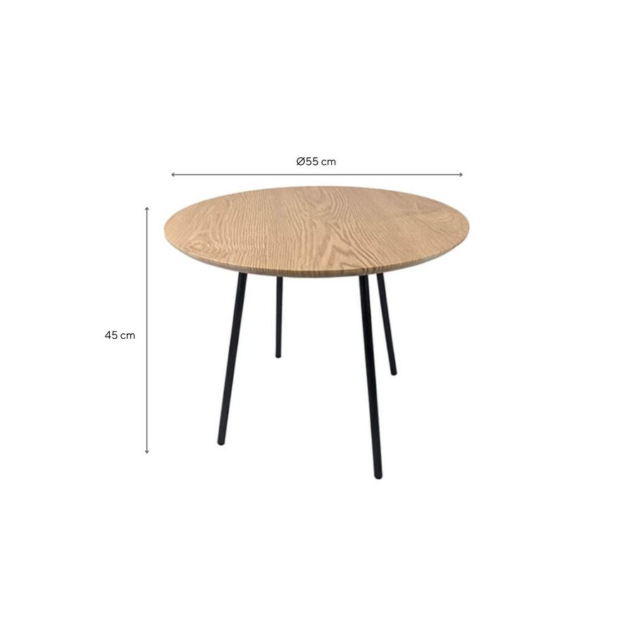 Mesa auxiliar redonda de madera Ø55x45cm