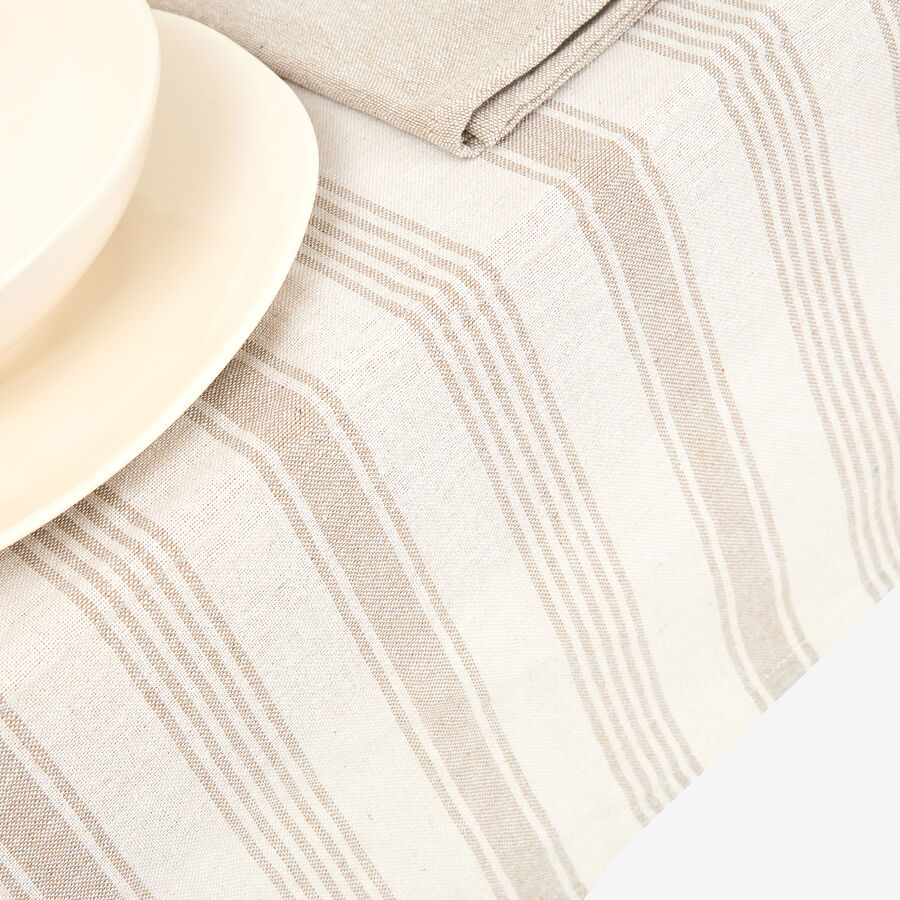 Mantel de algod&oacute;n rayas beige Vieste 150x200cm