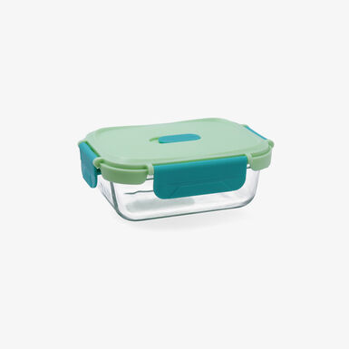 Recipiente herm&eacute;tico rectangular verde de vidrio Move box 0,37L