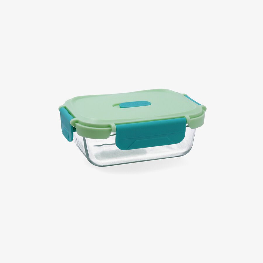 Recipiente herm&eacute;tico rectangular verde de vidrio Move box 0,37L