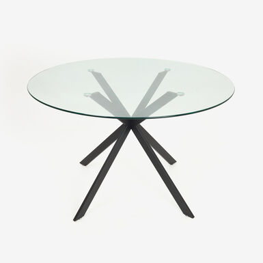 Mesa de comedor de cristal con patas de metal Fita Ø120x75cm