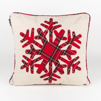 Funda de cojín con copo nieve tartán 45x45cm