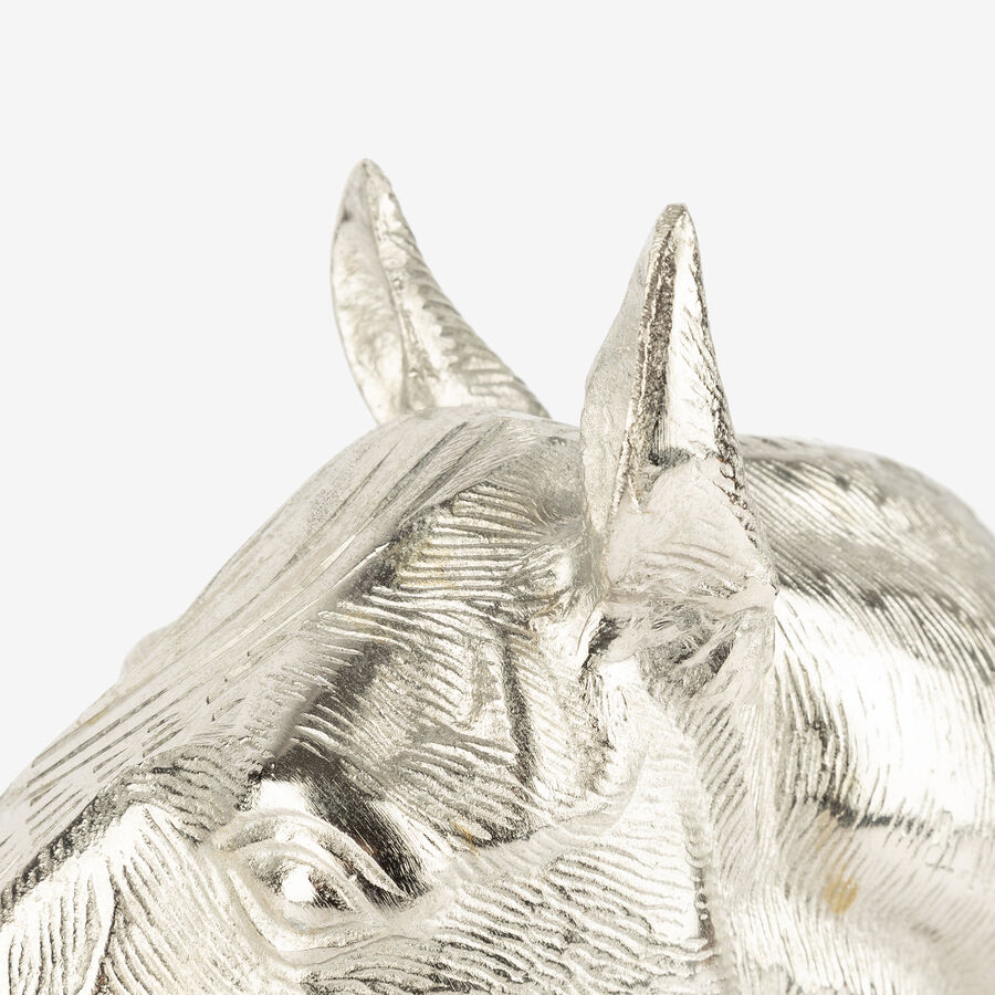Figura decorativa de aluminio plateado Busto Caballo 28,5x33,5cm