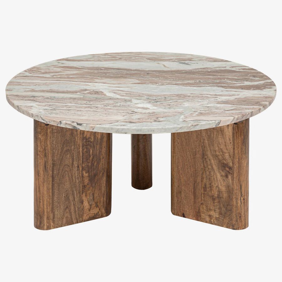 Mesa auxiliar de m&aacute;rmol y madera Jarek 