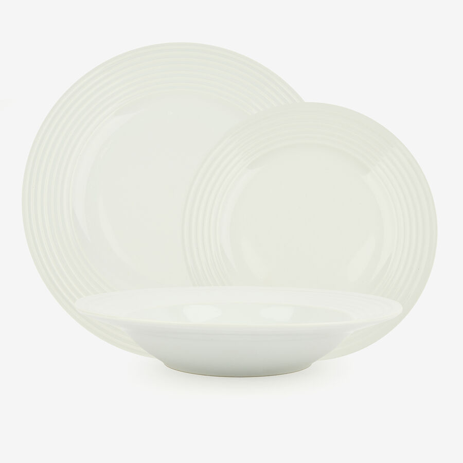 Vajilla de 18 piezas de porcelana blanca Adeja